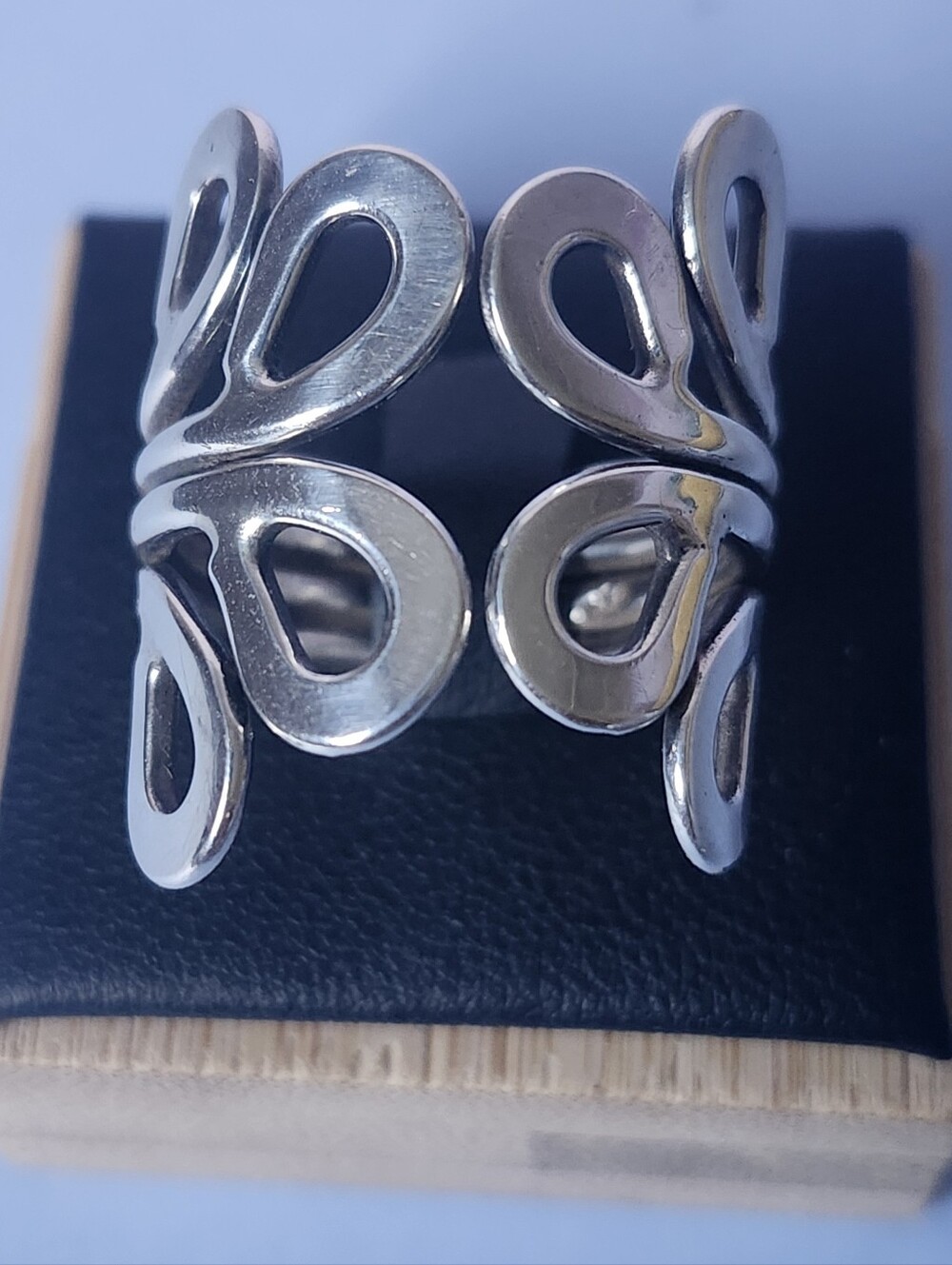 Vintage Sterling Silver Openwork Floral Adjustable Ring - 925 Silver EUC Mexico